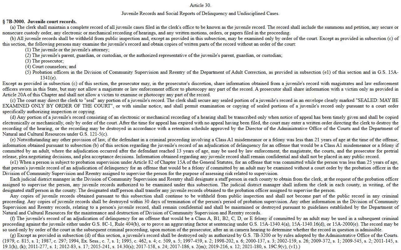 Washington County arrest records juvenile charge confidentiality statute