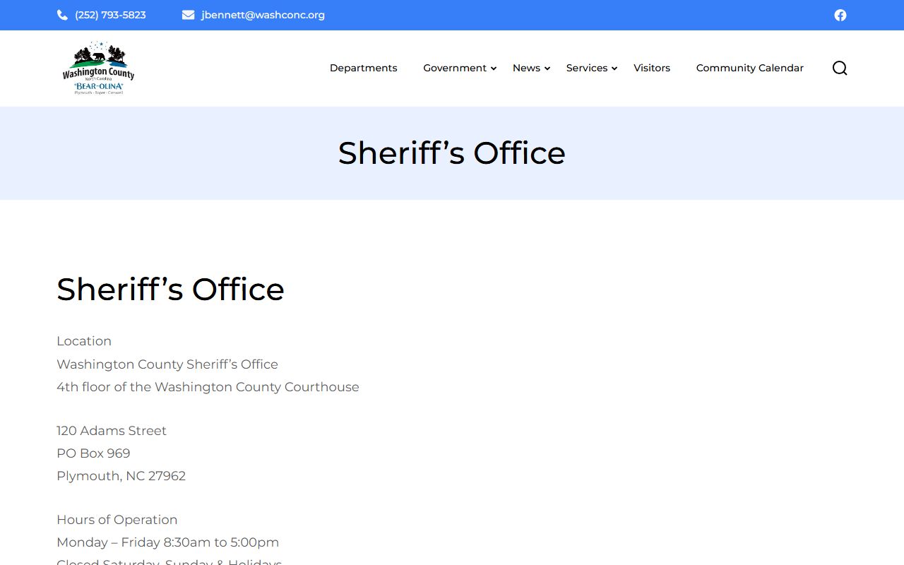 Washington County arrest records Sheriff's Office source