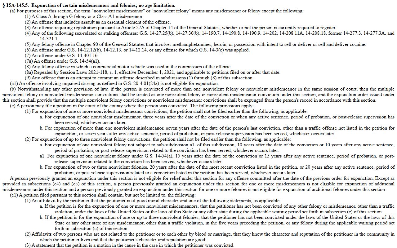 Washington County criminal court records nonviolent conviction expunction statute