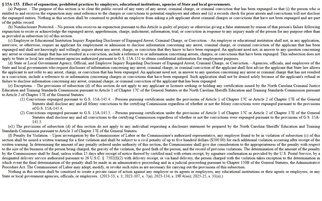Washington County criminal court records expunction legal effect statute