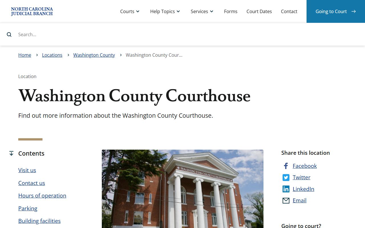 Washington County court records courthouse page