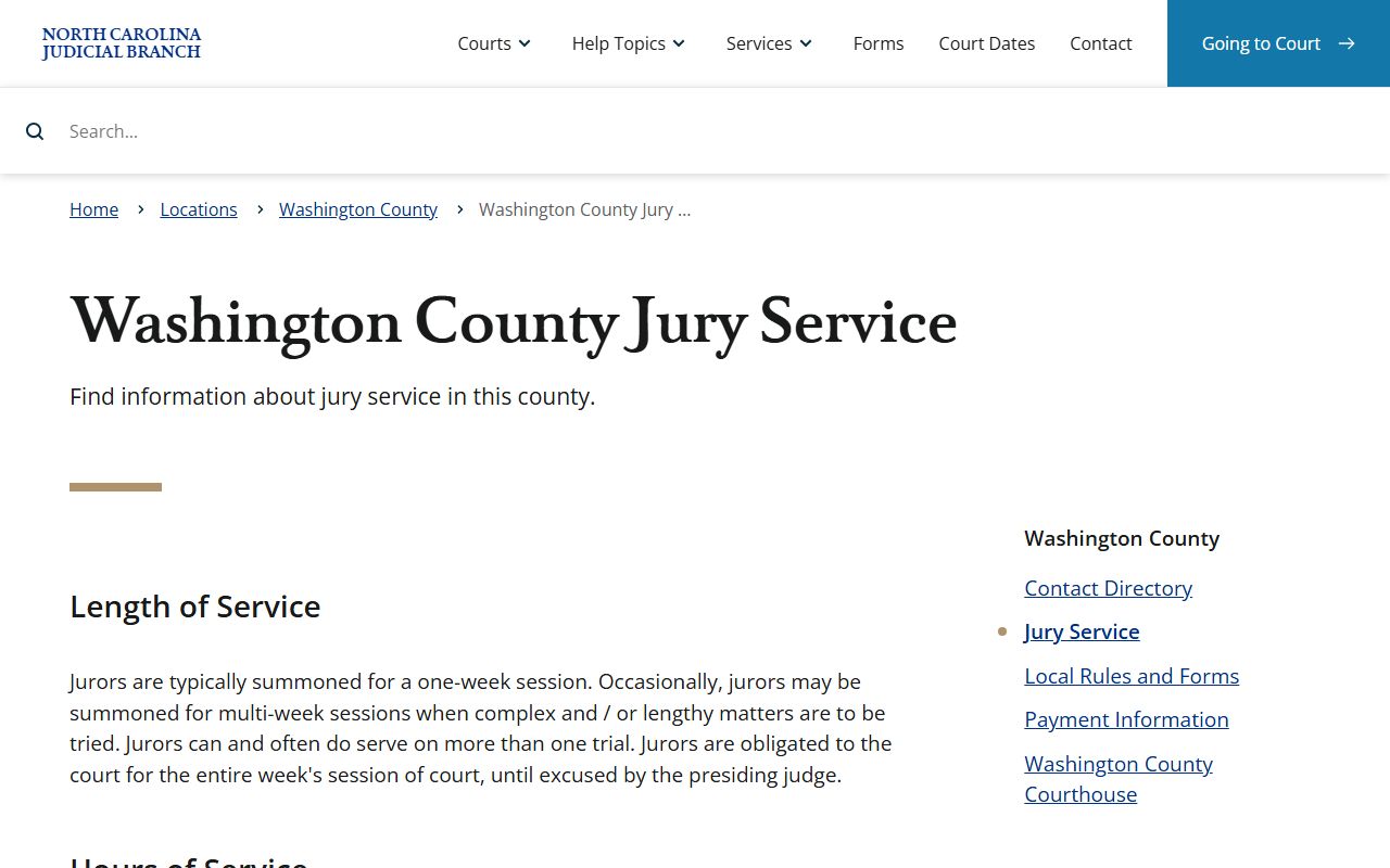 Washington County court records jury service