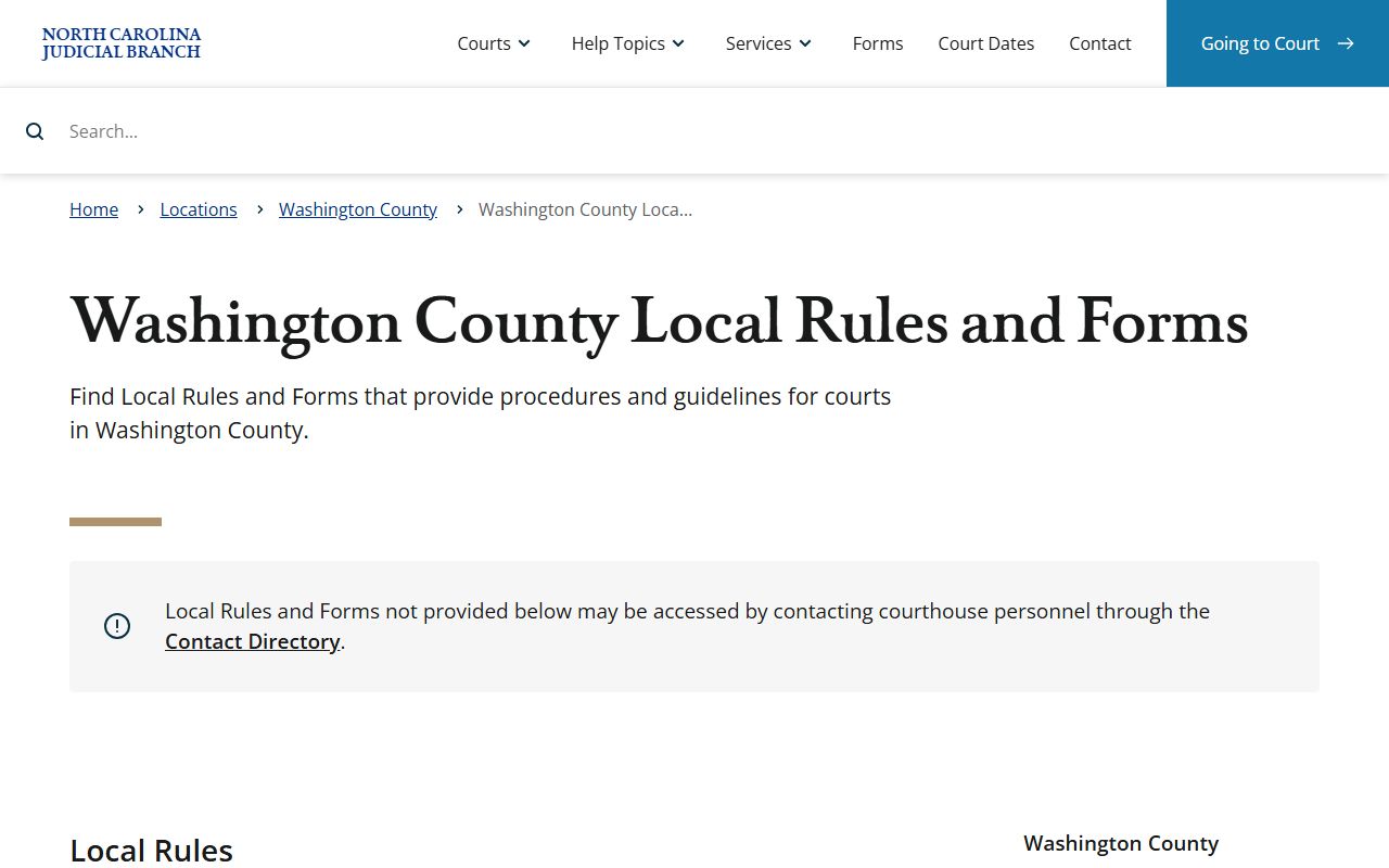 Washington County court records local rules and forms