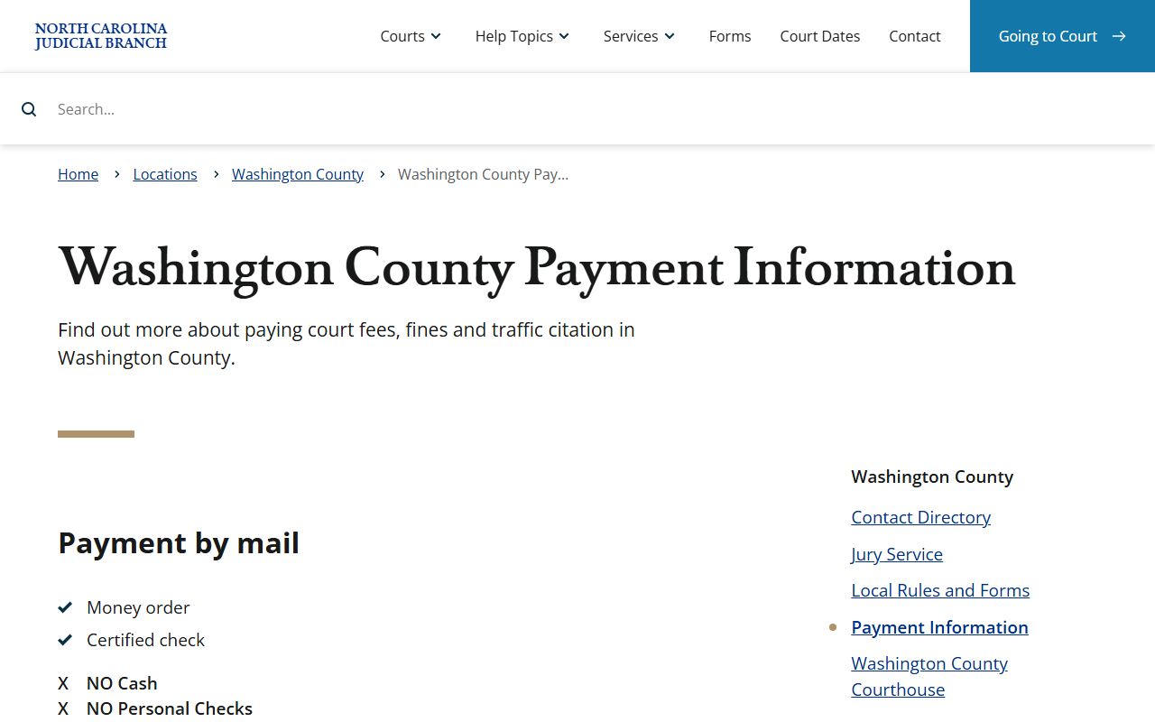 Washington County court records payment information