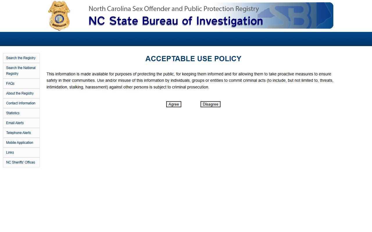 Washington County inmate records NC SBI sex offender registry
