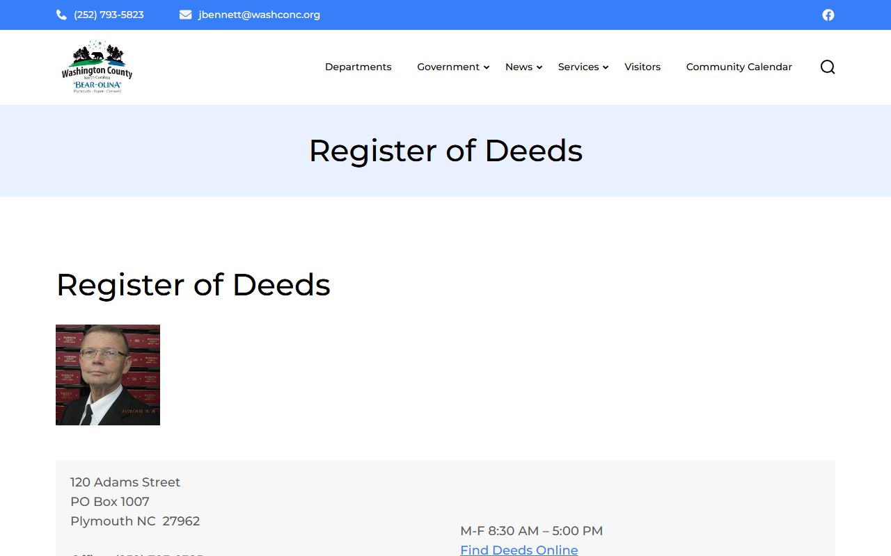 Washington County marriage and divorce records Register of Deeds page