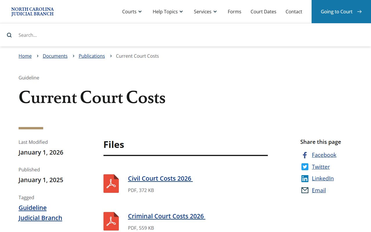 Washington County probate records current court costs